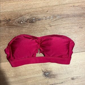 Time and Tru Cherry Bandeau Bikini Top